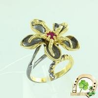 Серебряное позолоченное кольцо с фианитом Янтарная волна 820937 820937 фото