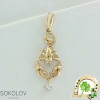 Золотая подвеска "Скорпион" с фианитом 3.7 см (2.9) SOKOLOV 034813 034813 фото