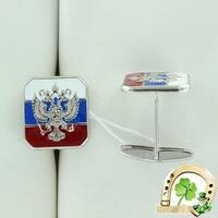 Серебряные запонки "Герб России" Золотые узоры 90-15-0024 90-15-0024 фото